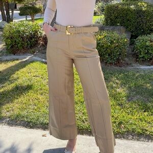 Elegant Tan Wide Leg Women's Pants
